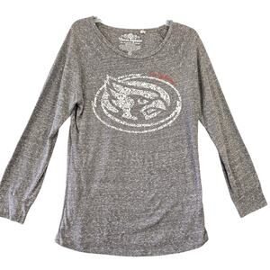 Three Square Gray Iowa State Cyclones Shirt Long Sleeve Tee Scoop Neck Womens XL